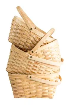 Wooden basket stack Stock Photos