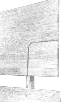 Wooden bed elements close view, pencil drawn sketch illustration Stockillustratie