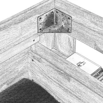 Wooden bed elements close view, pencil drawn sketch illustration Illustrazione stock