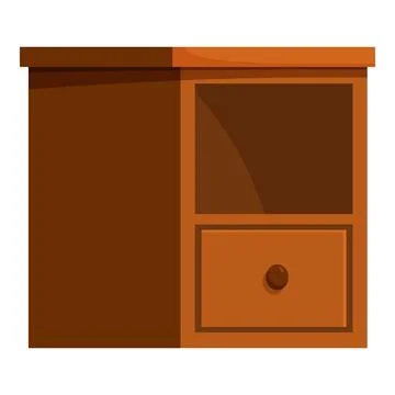 Wooden bedside table featuring drawer and shelf storage space Stock Illustration