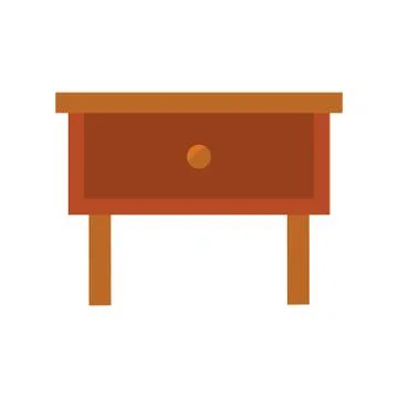 Wooden bedside table on white background Stock Illustration