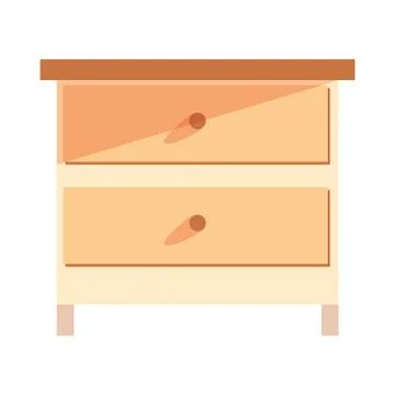 Wooden bedside table on white background Stock Illustration