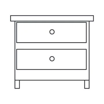Wooden bedside table on white background Stock Illustration