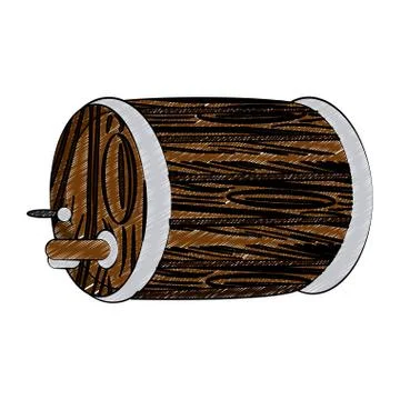 Wooden beer barrel scribble Stock Illustration