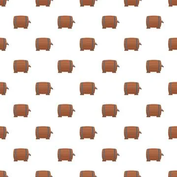 Wooden beer barrel seamless pattern background Stock Illustration