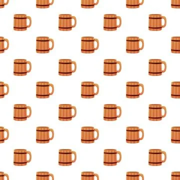 Wooden beer mugs repeating pattern seamless background 스톡 일러스트