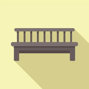 Wooden bench icon flat vector. Space garden patio Stock Illustration
