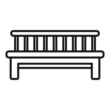 Wooden bench icon outline vector. Space garden patio Stock Illustration