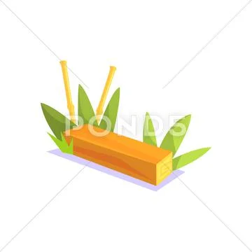 Wooden Bench Jungle Village Landscape Element Stock Illustration