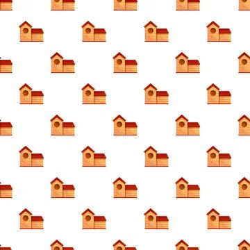 Wooden birdhouse pattern creating seamless background texture Stockillustratie