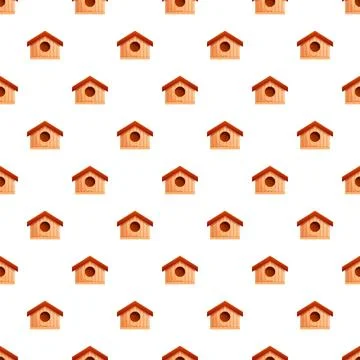 Wooden birdhouse pattern creating seamless background design 스톡 일러스트