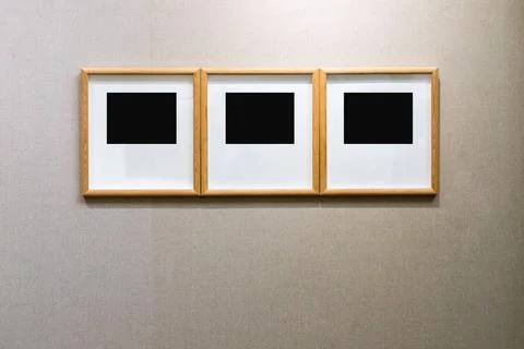 Wooden blank frames on old wall wooden blank frames fro painting or photog... Stock Photos