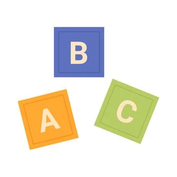 Wooden block cubes with A B C letters to play and study alphabet Stock Illustration