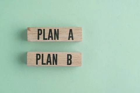 Wooden block PLAN A to PLAN B. strategy, leadership, management, marketing,.. Stock Photos