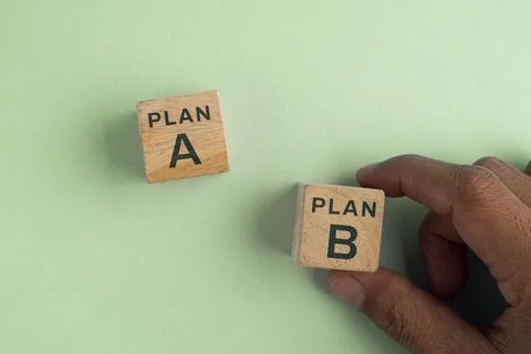 Wooden block PLAN A to PLAN B. strategy, leadership, management, marketing,.. 库存照片