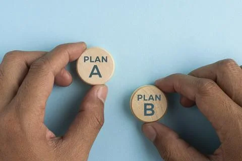 Wooden block PLAN A to PLAN B. strategy, leadership, management, marketing,.. Stock Photos