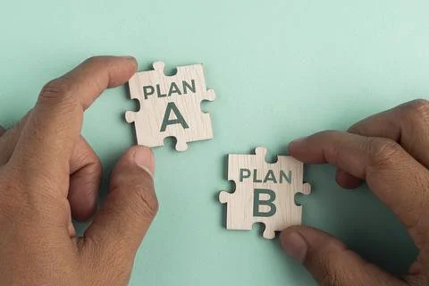 Wooden block PLAN A to PLAN B. strategy, leadership, management, marketing,.. Stock Photos