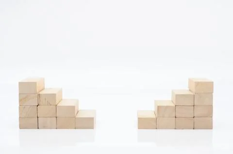Wooden block steps for web background, business concept. Stock Photos