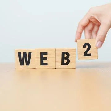 Wooden block of WEB 2. Centralization, Blockchain, Decentralization, Social.. 写真素材