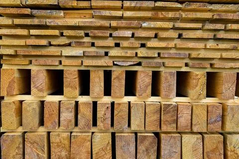 Wooden blocks being processed Stock Photos