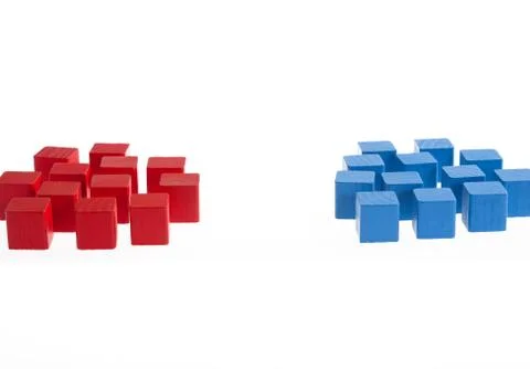 Wooden blocks concept: two groups Stock Photos
