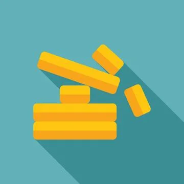 Wooden blocks falling down from stack in flat design Stock Illustration