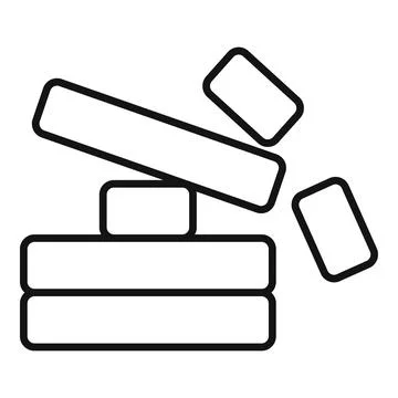 Wooden blocks falling down from stack, risk and failure concept Stock Illustration