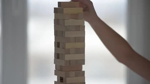 Wooden blocks game Stock Footage 218112317