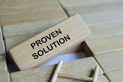 Wooden blocks labeled proven solution representing options, alternatives, a.. Stock Photos