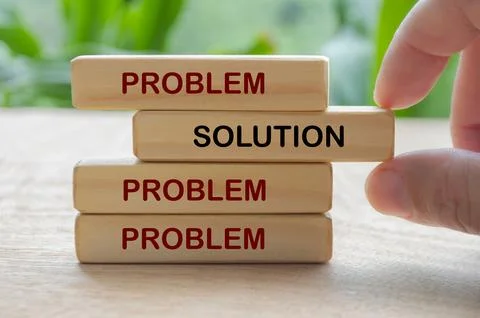 Wooden blocks labeled solution representing strategic thinking, planning, a.. Stock Photos