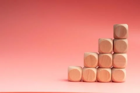 Wooden blocks,on pink background, Group of blank wooden blocks, cubes copy .. Stock Photos