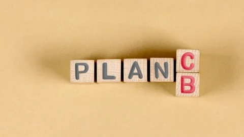 Wooden Blocks with Plan A, B and C Sign Stock-Footage 172500176