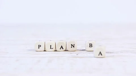 Wooden Blocks with Plan A, B and C Sign Stock Footage 178940996