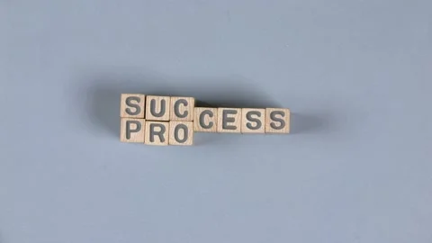 Wooden Blocks with Process and Succes Sign Video stock 157751063