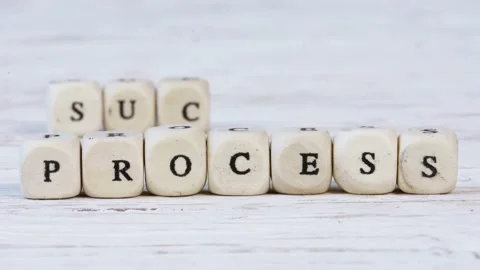 Wooden Blocks with Process and Succes Sign Video stock 169106880