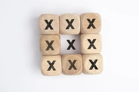 Wooden blocks show the wrong marks. concepts decisions, votes, and thinking.. Stock Photos