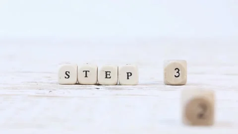 Wooden Blocks with Step 1, Step 2 and 3 Stock Footage 181047402