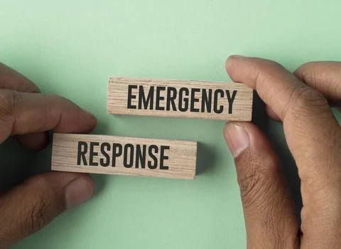 Wooden blocks with text EMERGENCY RESPONSE. emergency concept. ensure safet.. Photos