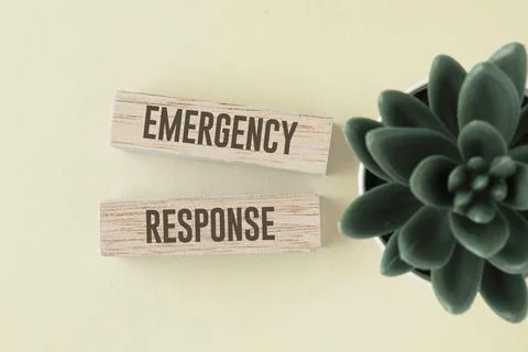Wooden blocks with text EMERGENCY RESPONSE. emergency concept. ensure safet.. 写真素材