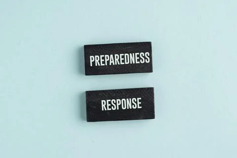 Wooden blocks with text PREPAREDNESS RESPONSE. emergency concept. ensure sa.. Stock Photos