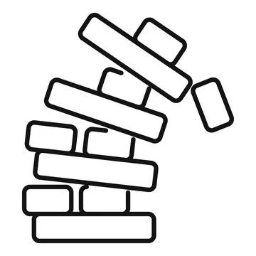 Wooden blocks tower falling down, game ending concept Stock Illustration