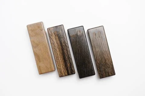 Wooden blocks on a white background Stock Photos