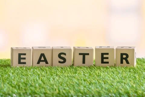 Wooden blocks with the word Easter Stock Photos