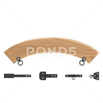 Wooden Board and Fastener Set Vector Illustration Stock Illustration