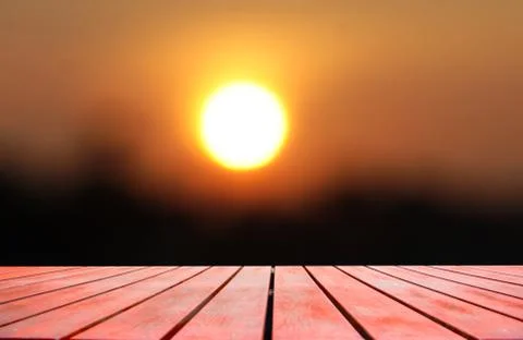 Wooden board empty table in front of blurred background. Stock Photos
