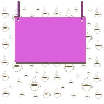 Wooden board sign, rectangle shape empty frame fixed on colorful surface by two Stock Illustration