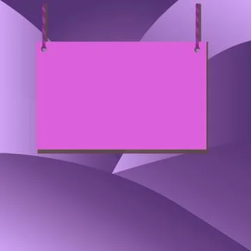 Wooden board sign, rectangle shape empty frame fixed on colorful surface by two Illustrazione stock