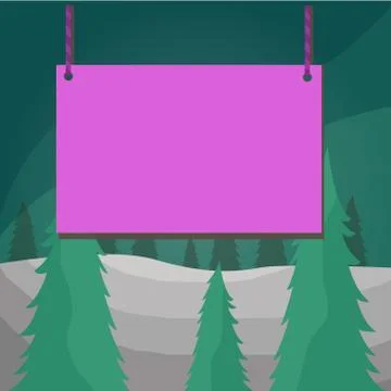 Wooden board sign, rectangle shape empty frame fixed on colorful surface by two Stock Illustration