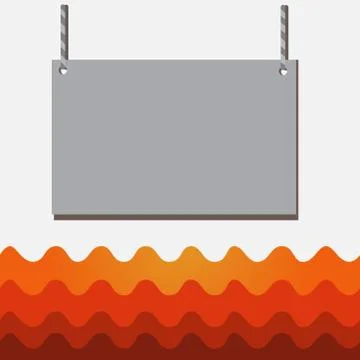 Wooden board sign, rectangle shape empty frame fixed on colorful surface by two Stock Illustration