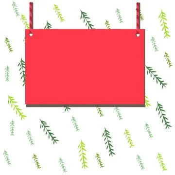 Wooden board sign, rectangle shape empty frame fixed on colorful surface by two Stock Illustration